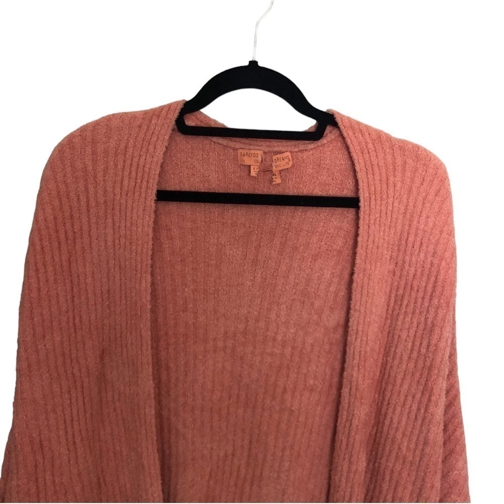 Barefoot Dreams CozyChic Lite Ribbed Shrug Open Front Cardigan Coral - Picture 5 of 9